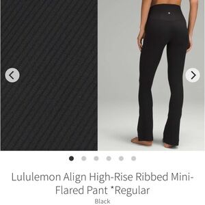 Lululemon Align High-Rise Ribbed Mini-Flared Pant Regular Black 2023 W5GA8S Sz 6